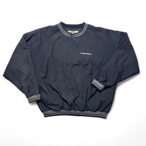 BlackBerry Mobile Device Vintage Y2k Promo Black Pullover Golf Windbreaker Large